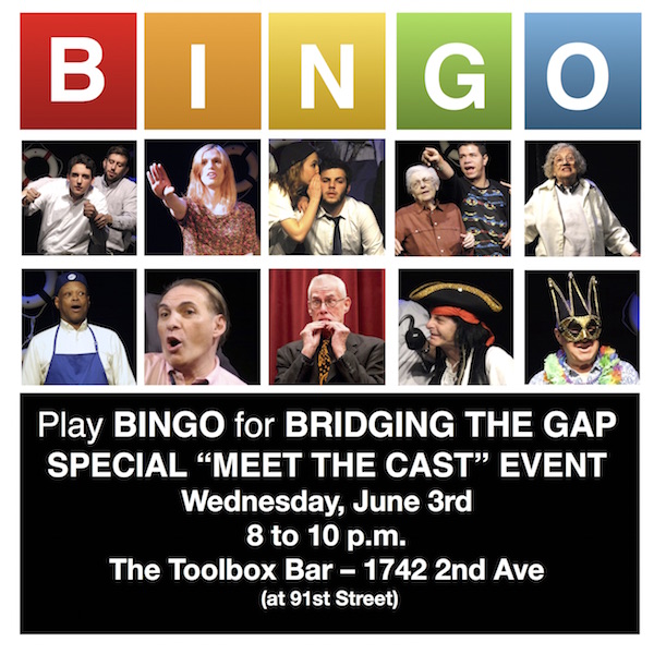 Play Bingo fro Bridging the Gap Meet the Cast Event